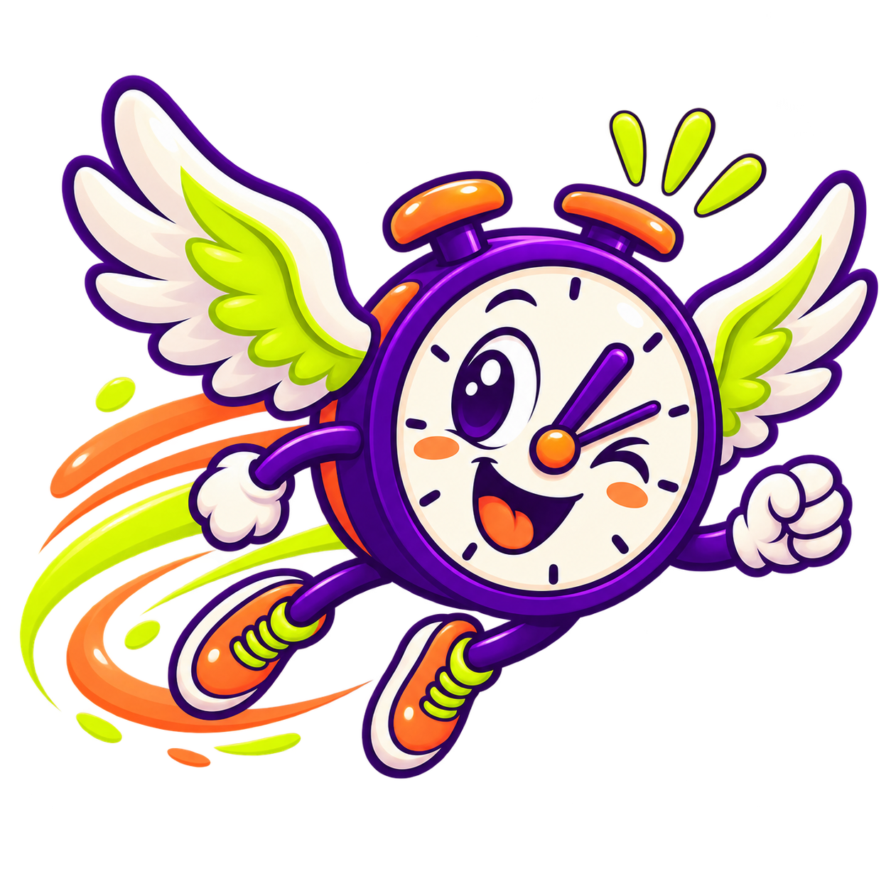 Time Flies icon just the smiling clock flying.